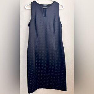 JAVIER SIMORRA Designer Black Textured Diamond Print Sleeveless Pencil Dress 6